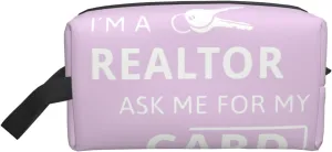 I'M A Realtor Ask Me Print Travel Cosmetic Large Capacity Zippered Storage Bag For Toiletries Daily Essentials