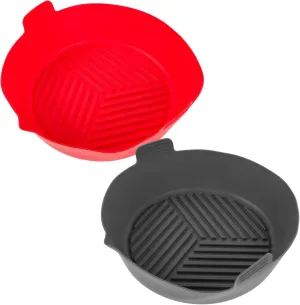 IMIKEYA Silicone Air Fryer Baking Pan Non-stick Reusable Heat-resistant Oven Microwave Safe Set of 2