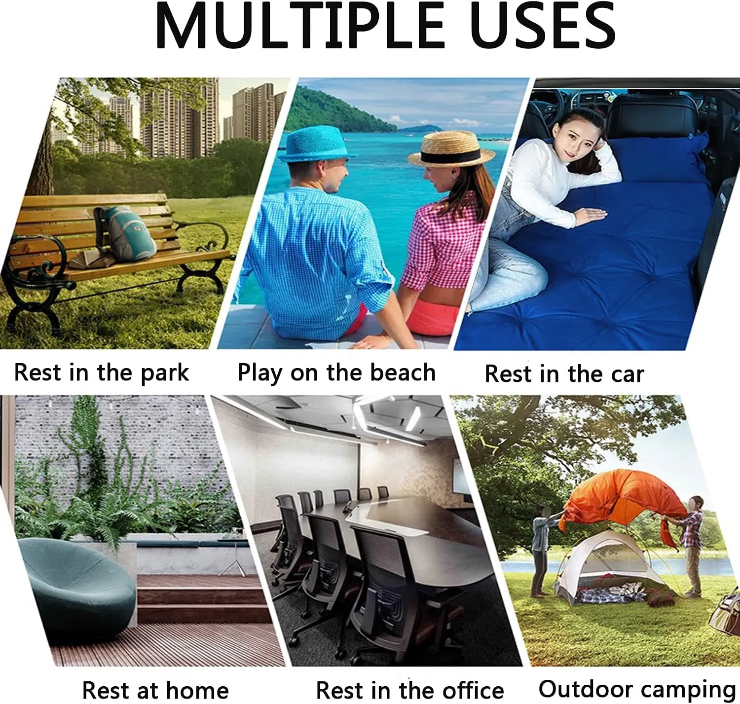 Inflatable Car Air Mattress Back Seat Bed with Air Pump,Portable Thickened Car Travel Camping Sleeping Air Mattress Blow Up Bed for Car Universal SUV