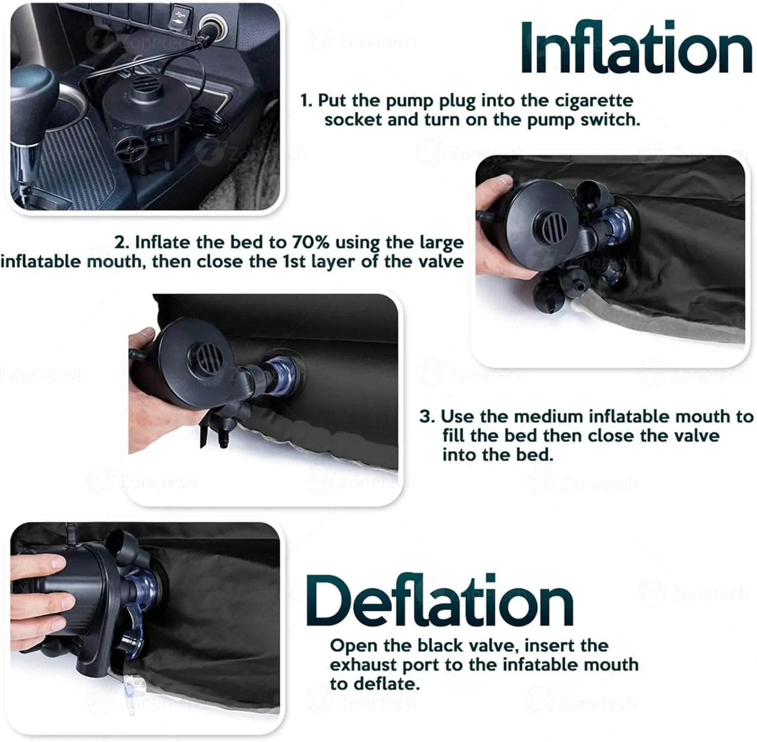 Inflatable Car Air Mattress Back Seat Bed with Air Pump,Portable Thickened Car Travel Camping Sleeping Air Mattress Blow Up Bed for Car Universal SUV