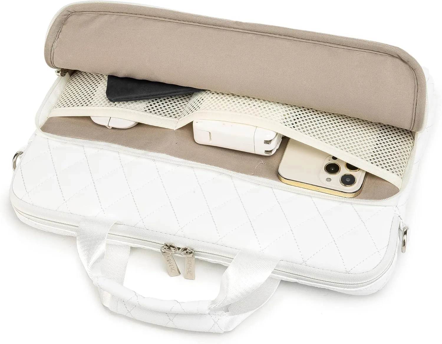 inmac 360 Degree Laptop Bag Full Cushioned Laptop Shoulder Bag For LG Gram 16 inch and 15.6 inch-16 inch Laptop (White)