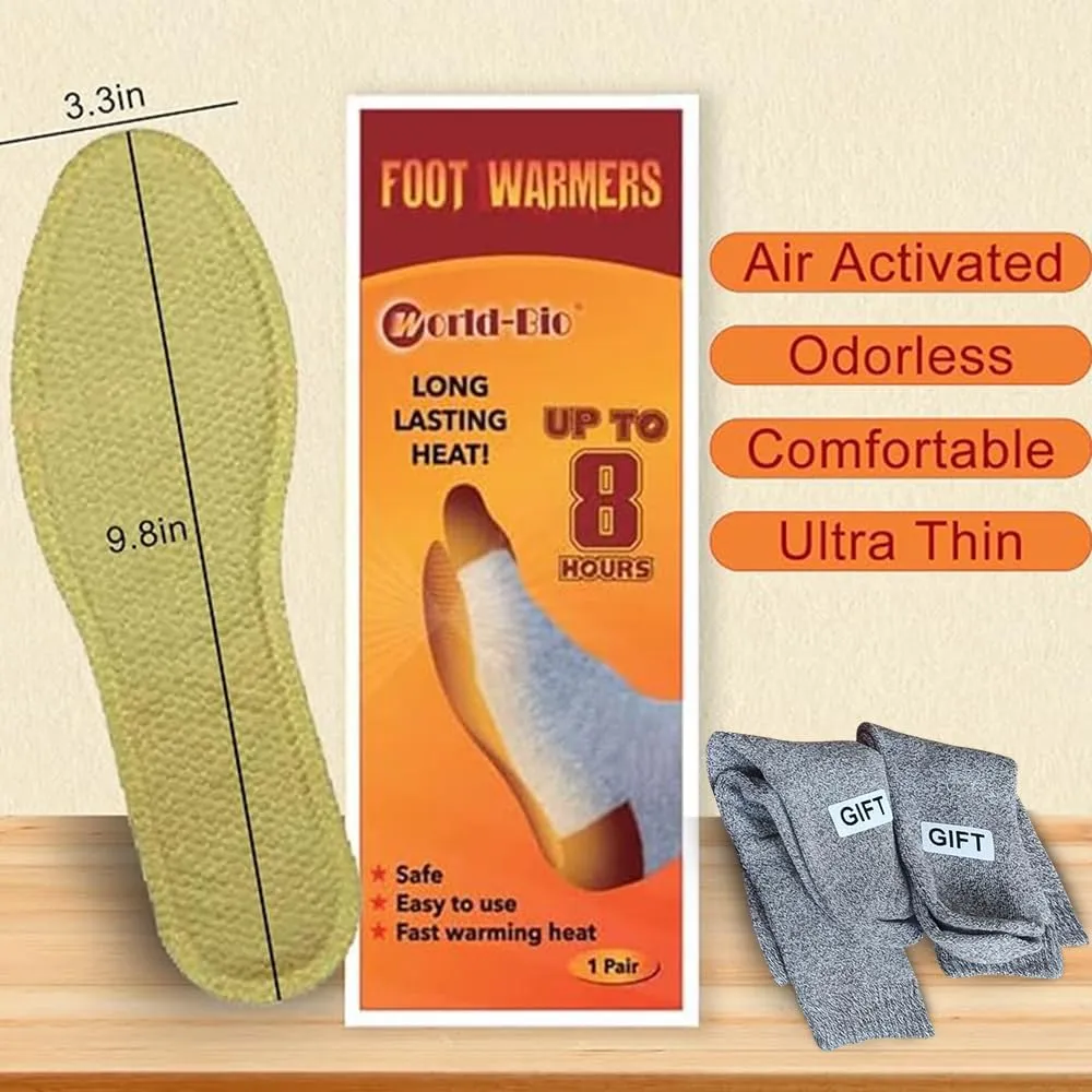 Insole Foot Warmers Disposable, Foot Warmers for Feet, Heated Insoles Warmers, Air Activated Warmers, Up to 10 Hours of Heat, Foot Warmer for Skiing, Fishing, Hiking, Camping, Hunting, 10/16/40 Pairs