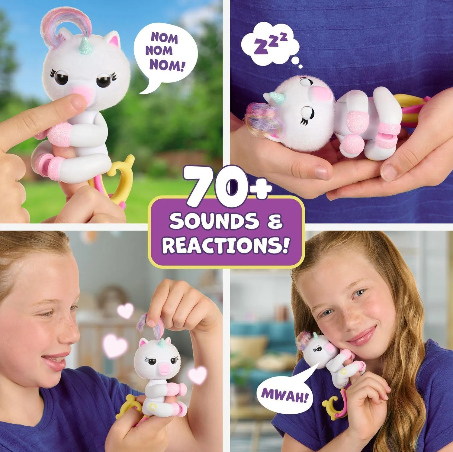 Interactive Baby Monkey and Unicorn - Pack of 2 - Lulu & Harmony - 70  Sounds & Reactions, Heart Lights Up, Reacts to Touch (Ages 5 )