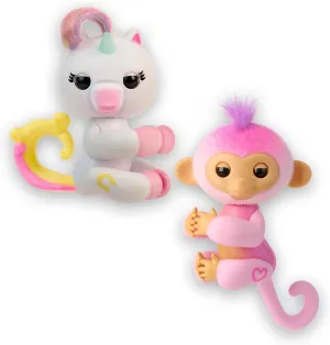Interactive Baby Monkey and Unicorn - Pack of 2 - Lulu & Harmony - 70  Sounds & Reactions, Heart Lights Up, Reacts to Touch (Ages 5 )