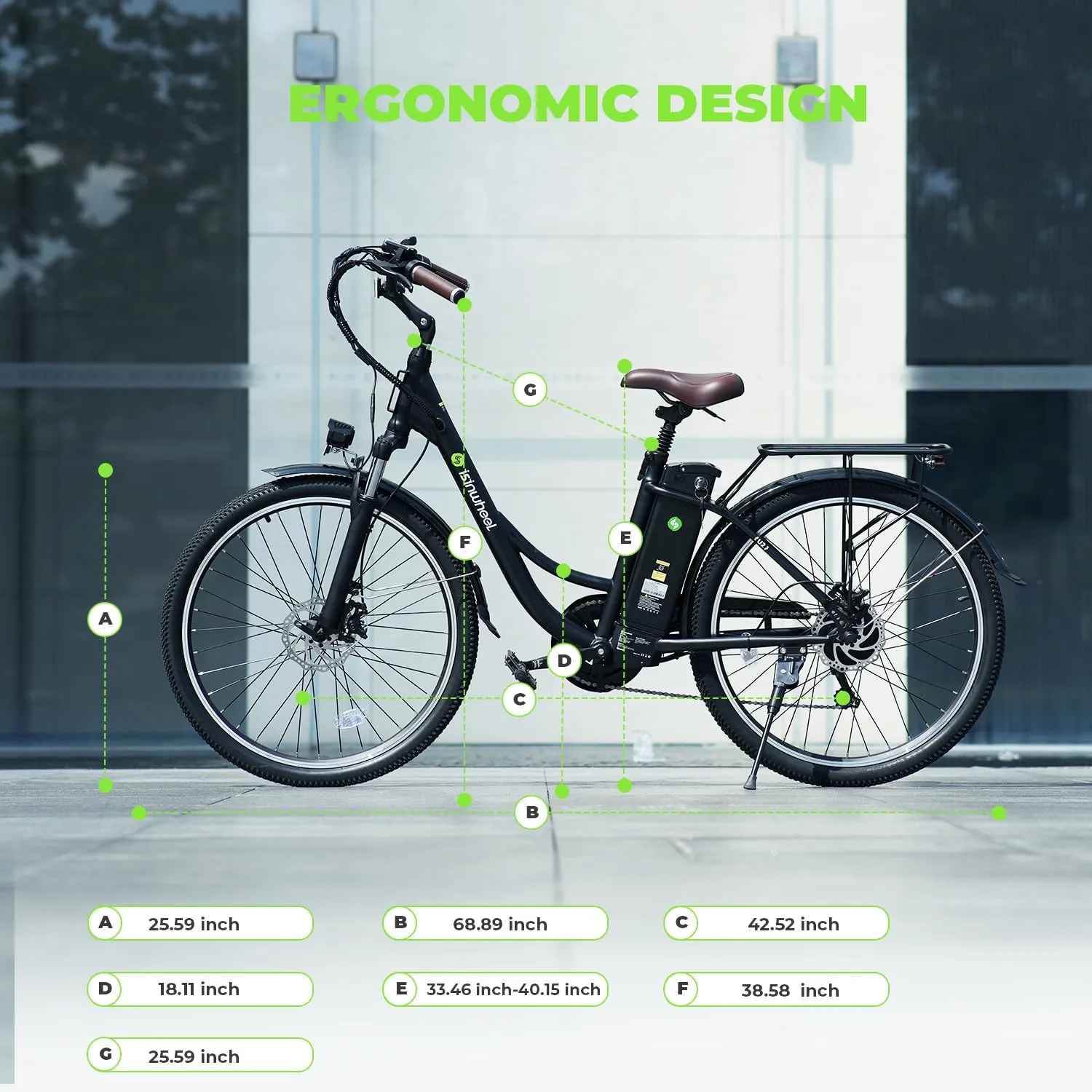 isinwheel M10 Electric Bike Adult 500W, 26" Commuting Electric Mountain Bike 20MPH Max Range 55  Miles, Removable Battery, Professional 35-Speed, Front Fork Suspension Lightweight Electric Bicycle
