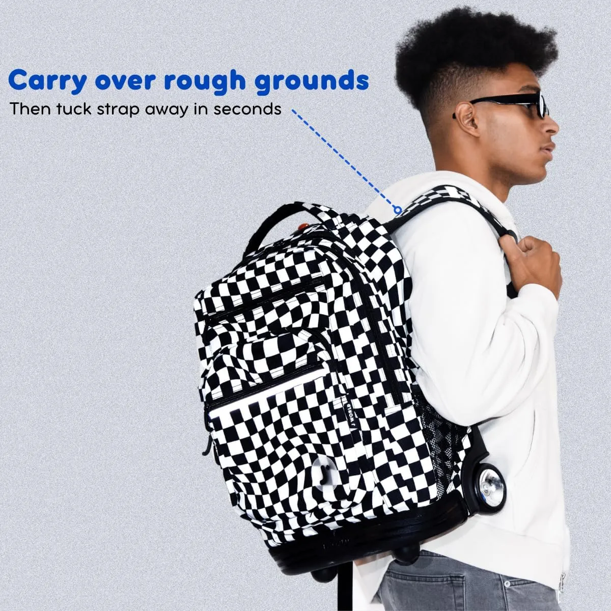 J World New York Sundance Rolling Backpack Girl Boy Roller Bookbag, Flora, 20 Inch