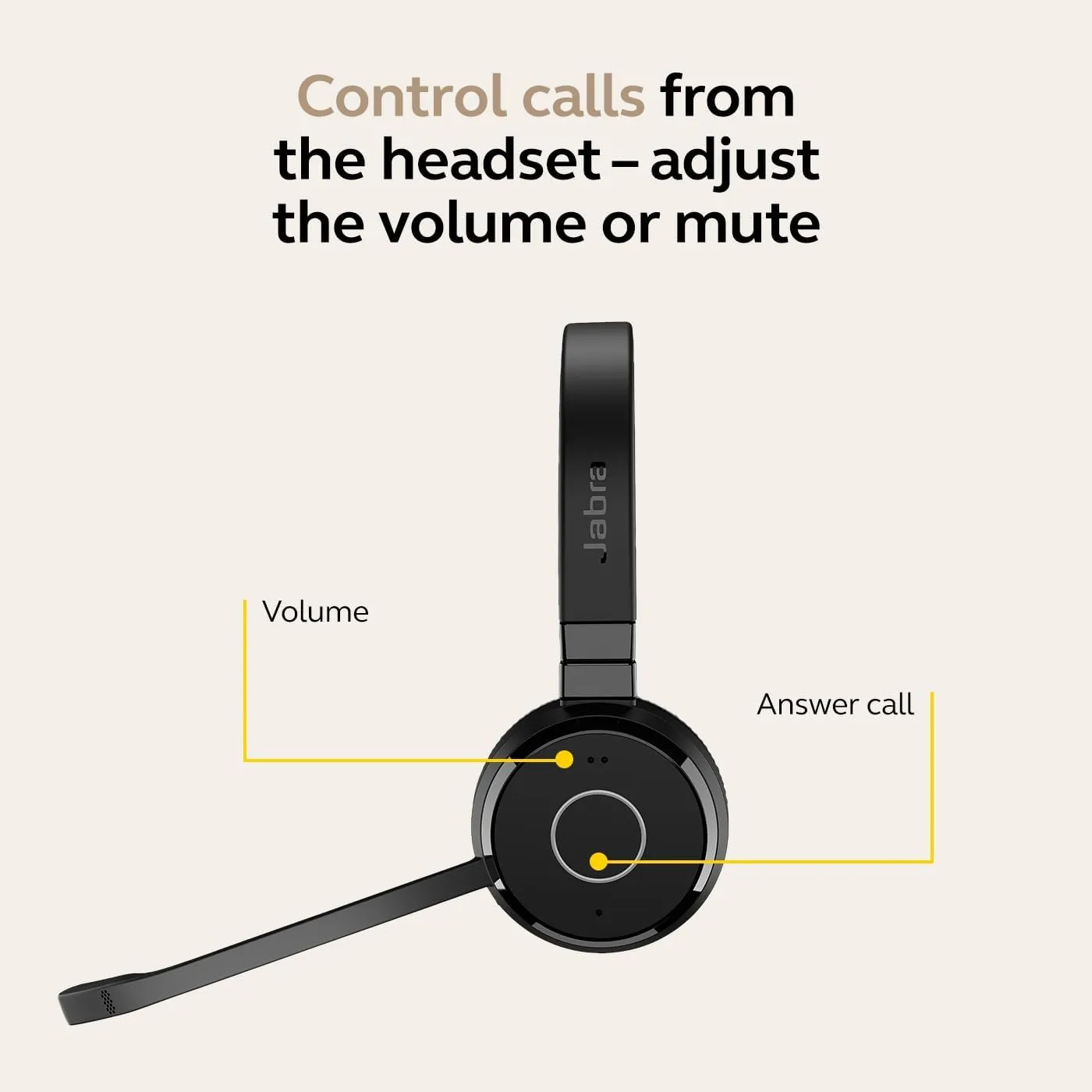 Jabra Evolve 65 TE (Third Edition) Wireless Single-Ear Headphones - Noise-Canceling Mic, 16 hrs Battery Life, Dual Connectivity, Works with All UC Platforms Like Zoom & Google Meet, Black