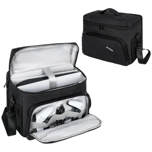 Jaffzora Carrying Case Fits for PS5/PS5 Pro/PS5 Slim, Travel Bag Compatible with PlayStation 5, Portable Console Storage Organizer Bag for 15.6'' Laptop and Gaming Accessories (Black)