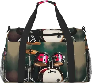 Jazz drum Print Everyday Use Travel Duffle Bag Large Capacity Travel Bag Stylish Functional Bag