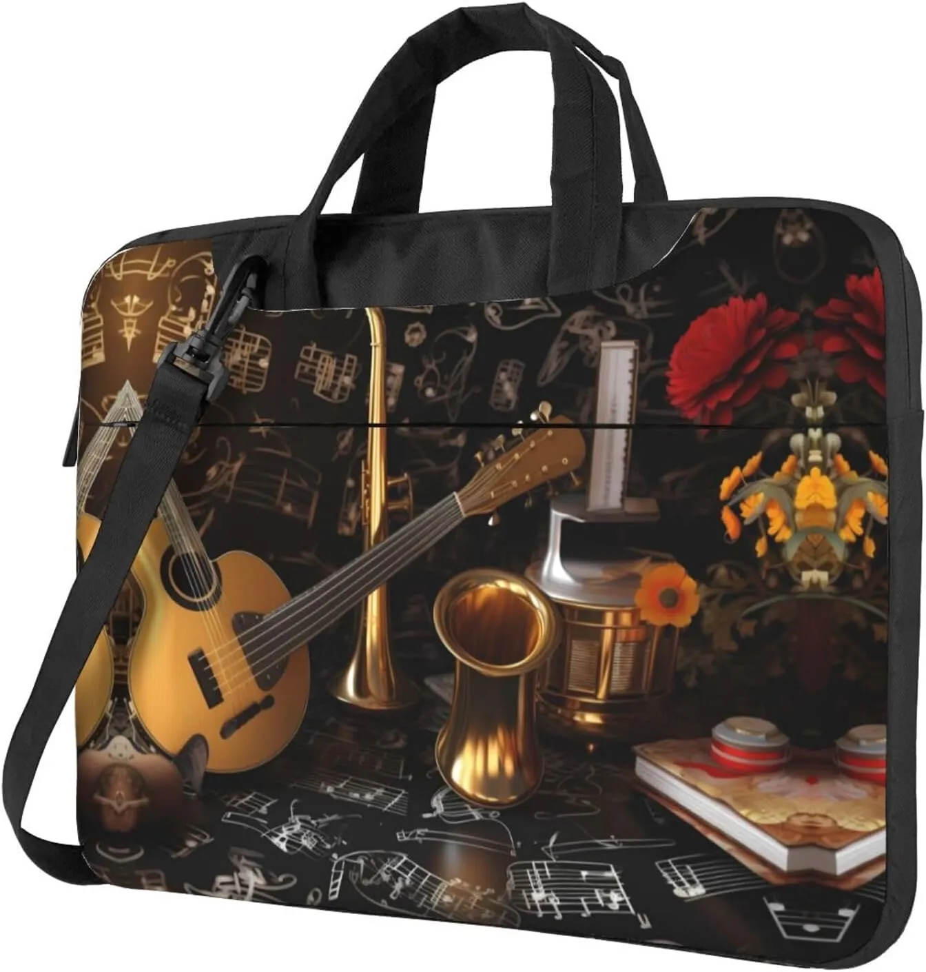 JCAKES Musical Instruments Print Laptop Bag Removable Shoulder Strap Laptop Bag Portable Computer Bag
