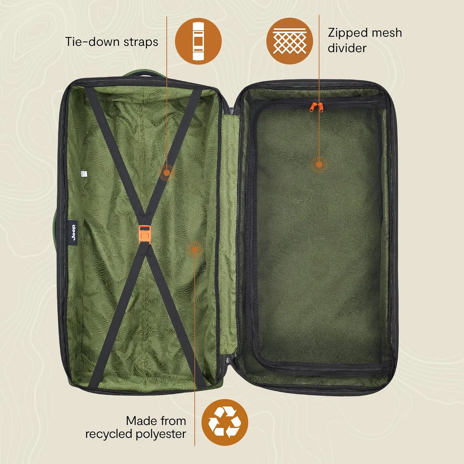 Jeep Js006b Two Wheel Rolling Travel Duffle Bag