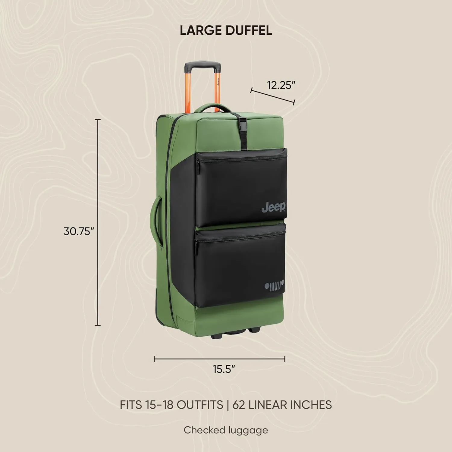 Jeep Js006b Two Wheel Rolling Travel Duffle Bag