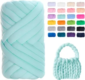 JeogYong Chunky Yarn for Hand Knitting, 0.55lb/10 Yards Arm Knitting Bulky Giant Tubular Yarn for Bags, Baskets, Pillows, Pet Nests, DIY Crafts (Aqua Green)
