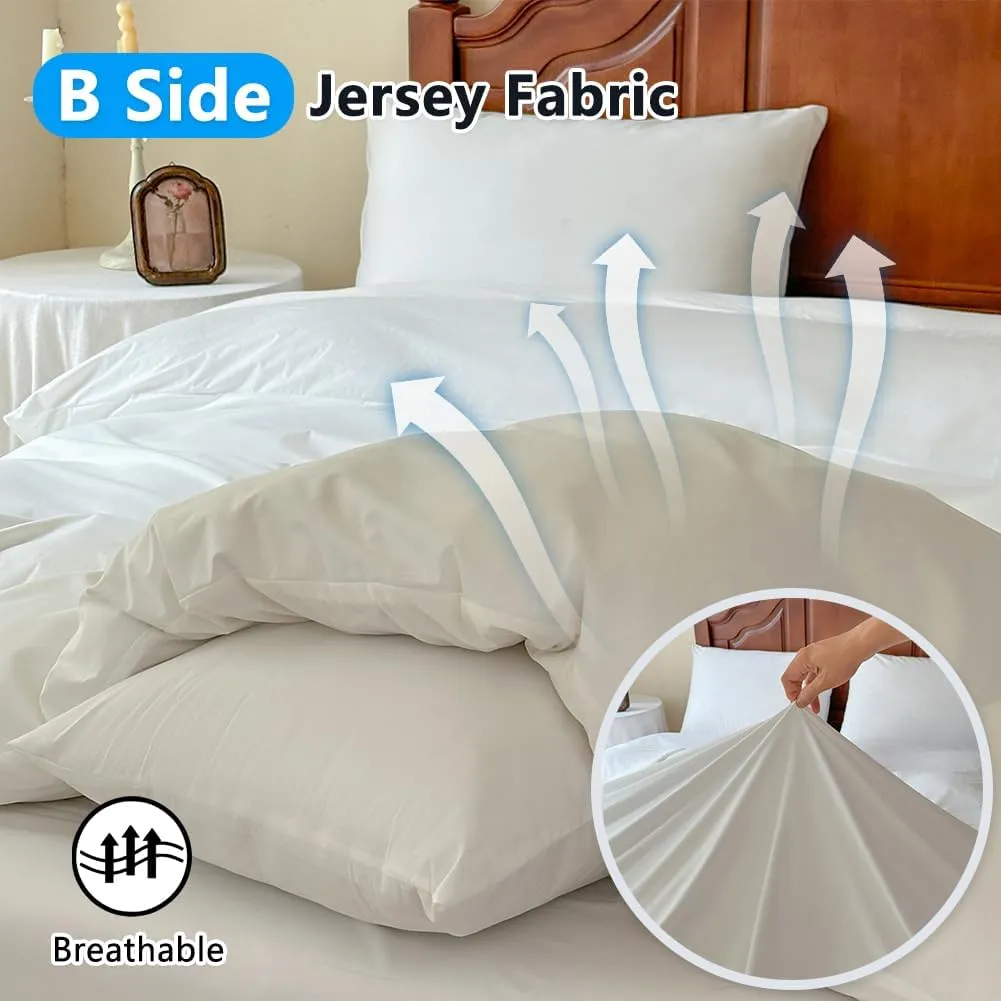 Jersey Single Side Waterproof Duvet Protector Twin, Incontinence Reversible Duvet Protector, Waterproof Protective Cover or Liner for Bed or Couch, for Kids, Elder, Pets, Dog, (White, Twin)