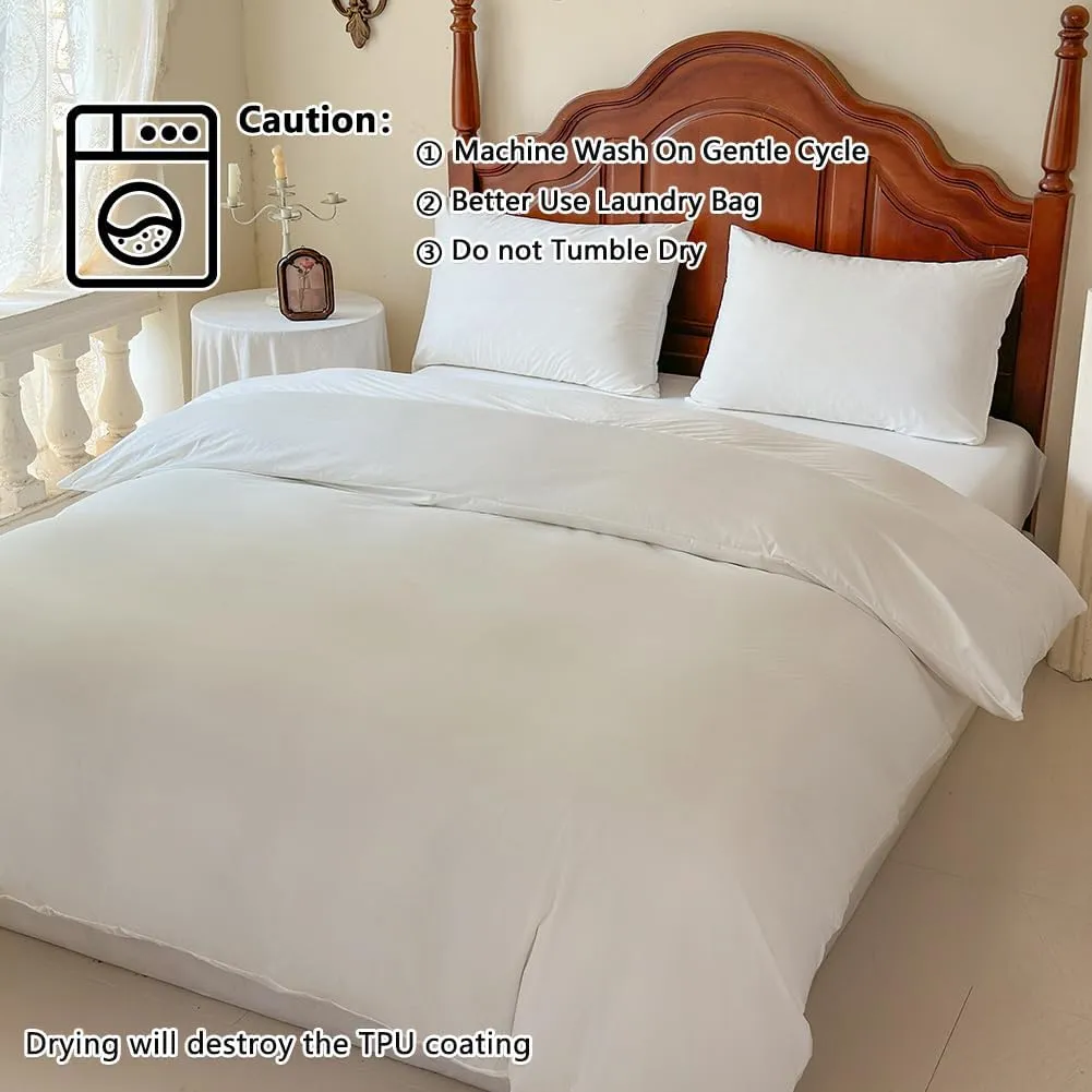 Jersey Single Side Waterproof Duvet Protector Twin, Incontinence Reversible Duvet Protector, Waterproof Protective Cover or Liner for Bed or Couch, for Kids, Elder, Pets, Dog, (White, Twin)