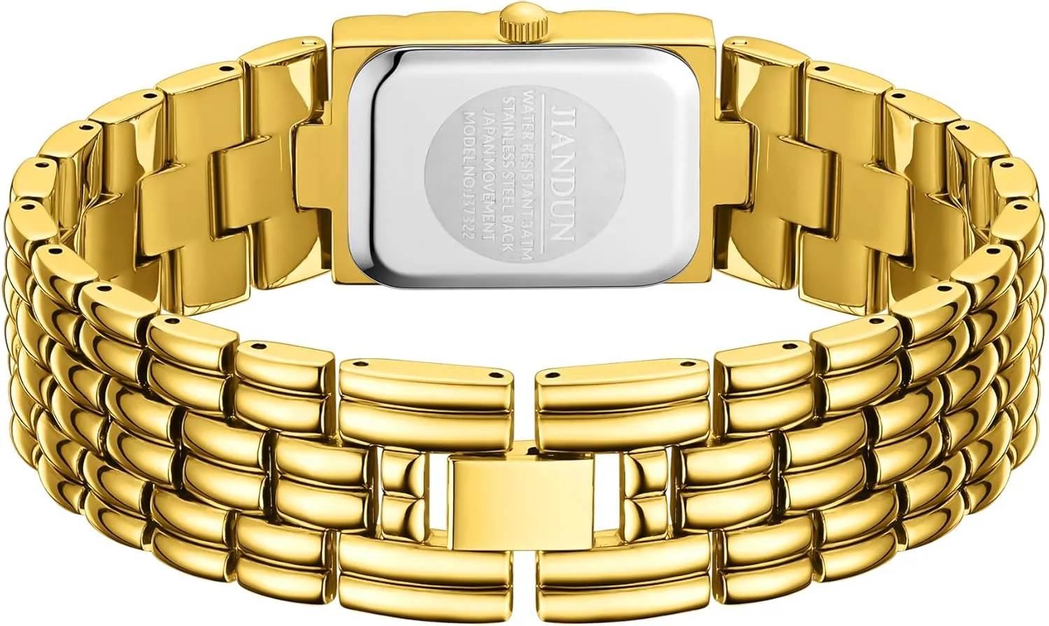 JIANDUN Classic Vintage Square Gold Tone Women Bracelet Watch with Adjustable Band, Water-Resistant