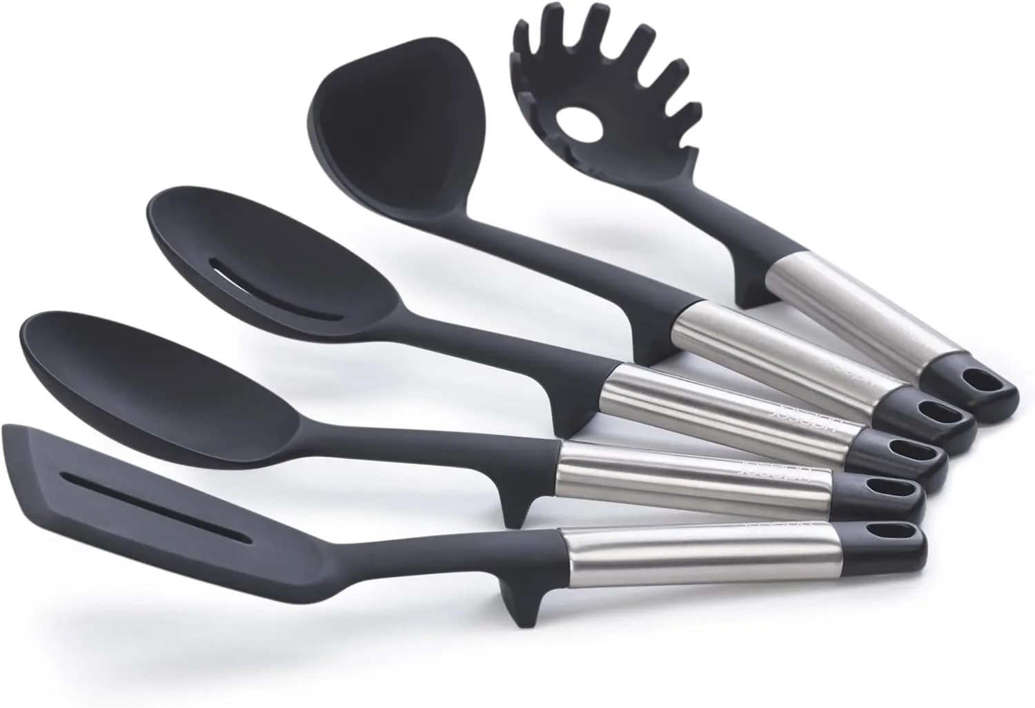 Joseph Joseph Elevate 5-piece Silicone Kitchen Utensils Carousel, BPA Free, Heat Resistant Non Stick Utensil Set, Weighted Stainless Steel Handles