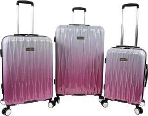 Juicy Couture Women's Lindsay 3-Piece Hardside Spinner Luggage Set, Silver Fuchsia, One Size