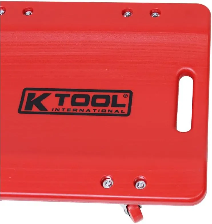 K Tool International 74936 36" Automotive Floor Creeper for Garages, Repair Shops and DIY, HDPE Plastic, Body Fitting Design, Padded Headrest, Built-in Handles, 2" Swivel Casters, 300lb Capacity, Red