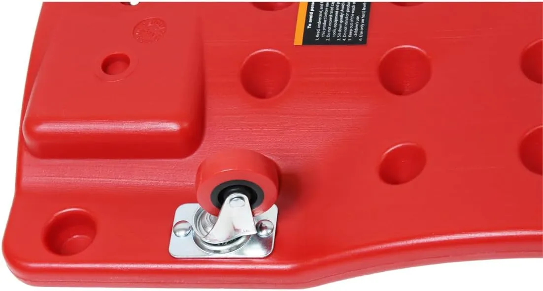K Tool International 74936 36" Automotive Floor Creeper for Garages, Repair Shops and DIY, HDPE Plastic, Body Fitting Design, Padded Headrest, Built-in Handles, 2" Swivel Casters, 300lb Capacity, Red