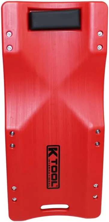 K Tool International 74936 36" Automotive Floor Creeper for Garages, Repair Shops and DIY, HDPE Plastic, Body Fitting Design, Padded Headrest, Built-in Handles, 2" Swivel Casters, 300lb Capacity, Red