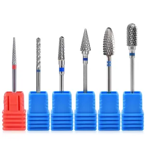 KADS 6pcs Nail Drill Bits Set, 3/32 Inch Tungsten Carbide Drill Bits for Nails, Cuticle Drill Bit for Acrylic Nails, Cuticle Remover Tool for Home Salon Gel Nail Polish