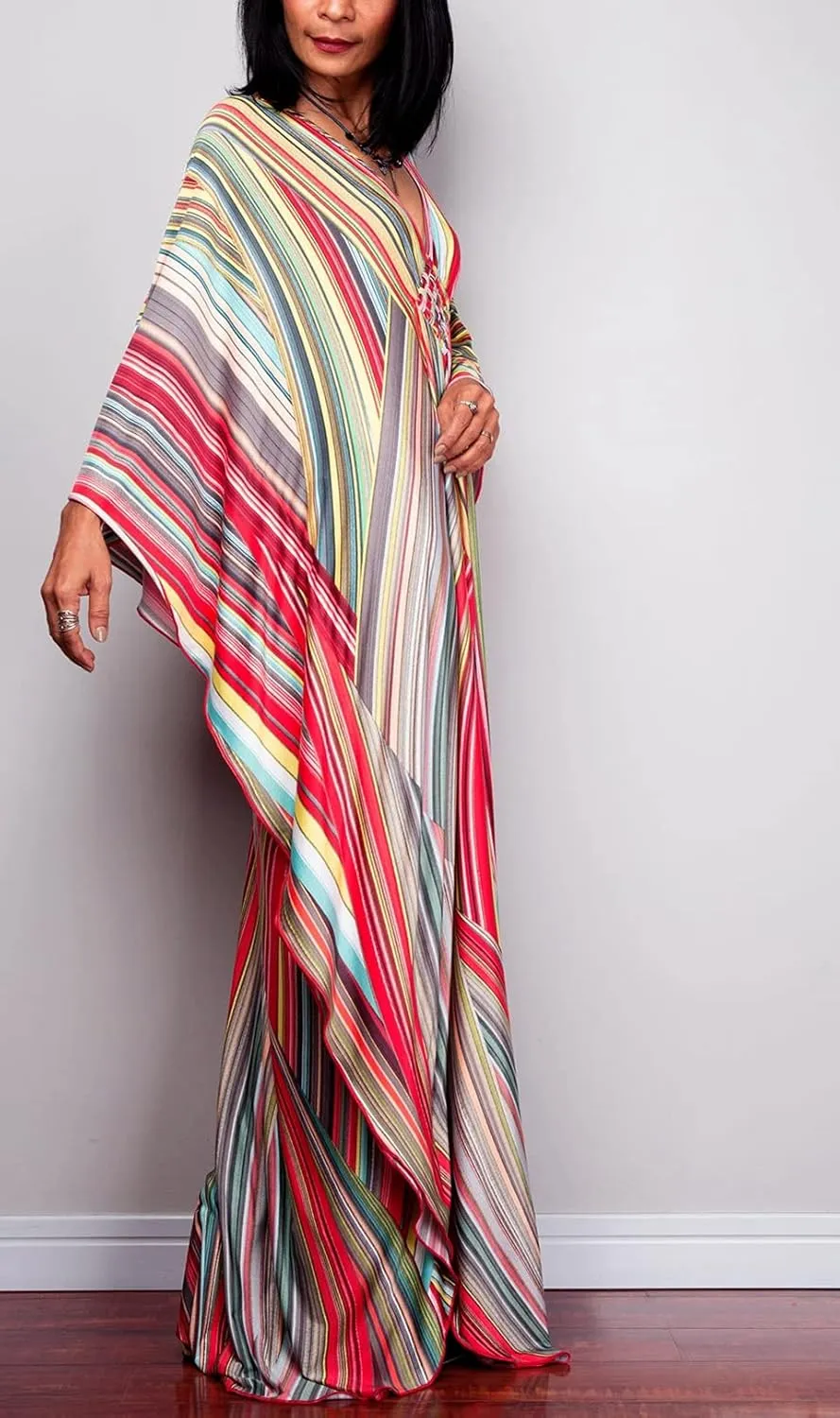 Kaftan Dresses for Women Wave Neck Swimsuit Cover Up Caftan Dress Plus Size Oversized Long Beach Dress