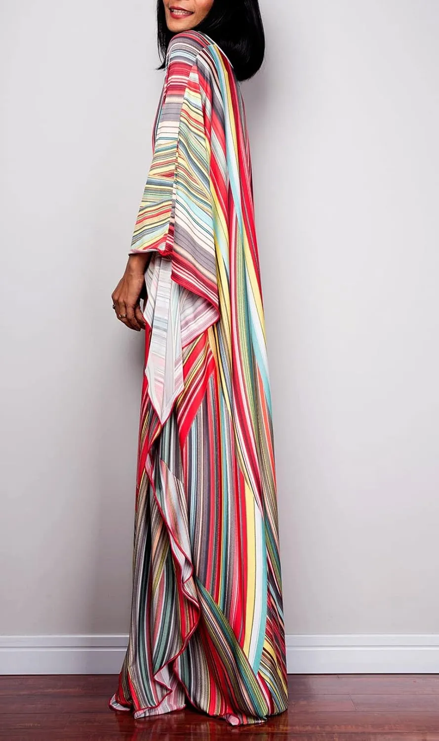 Kaftan Dresses for Women Wave Neck Swimsuit Cover Up Caftan Dress Plus Size Oversized Long Beach Dress