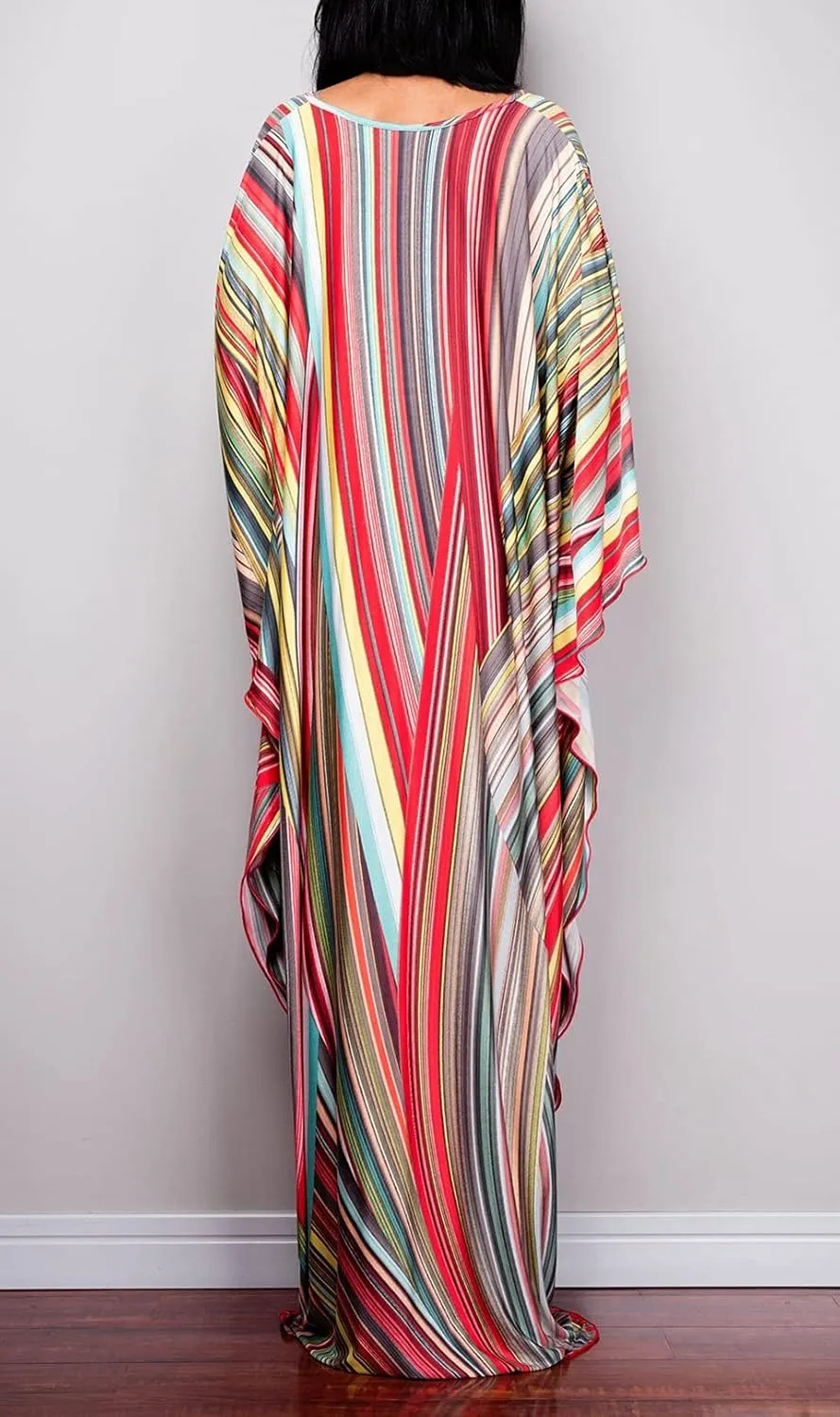 Kaftan Dresses for Women Wave Neck Swimsuit Cover Up Caftan Dress Plus Size Oversized Long Beach Dress