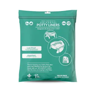 Kalencom Universal Potty Liners - Disposable Potty Liners for Toddlers - Absorbent and Leakproof - Compatible with Potette Travel Potty and Most Standard Toddler Potties (90, Universal)