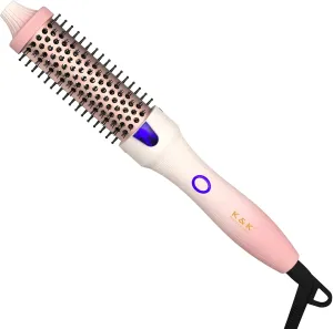 K&K 1.25 Inch Heated Curling Brush with Ceramic Tourmaline Ionic Technology - Volumizing Hot Brush for Root Volume & Loose Curls