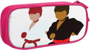 Karate Boy Vector Changeable Belt Color Printed Pencil Case Large-Capacity Stationery Bag Pen Pouch Holder with Zipper for School Travel Office,, Pink, One Size, Make-Up Pouch