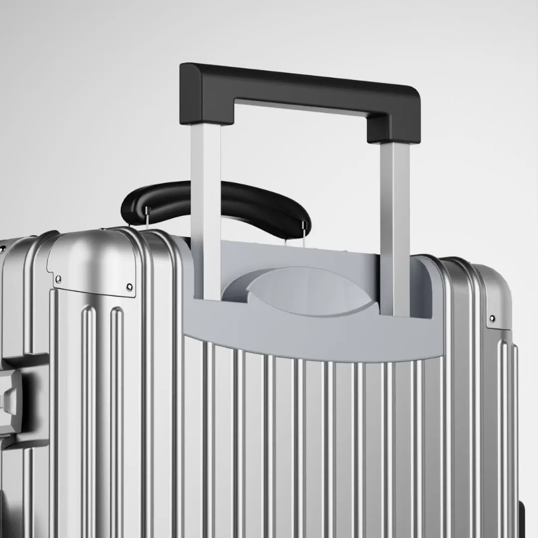 KARGO 24 Inch Check In Luggage - Polycarbonate Hard Shell Suitcase with Aluminum Corners, Smooth-Rolling Wheels, Leather Handle, Aluminum Frame Luggage, Zipperless TSA Lock (Silver, 24 Inch Check-In)