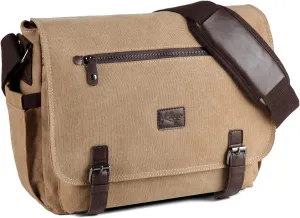 Kasqo Messenger Bag for Men, 14" 15.6" 17" Water Resistant Canvas Laptop Satchel Bag for School College Work