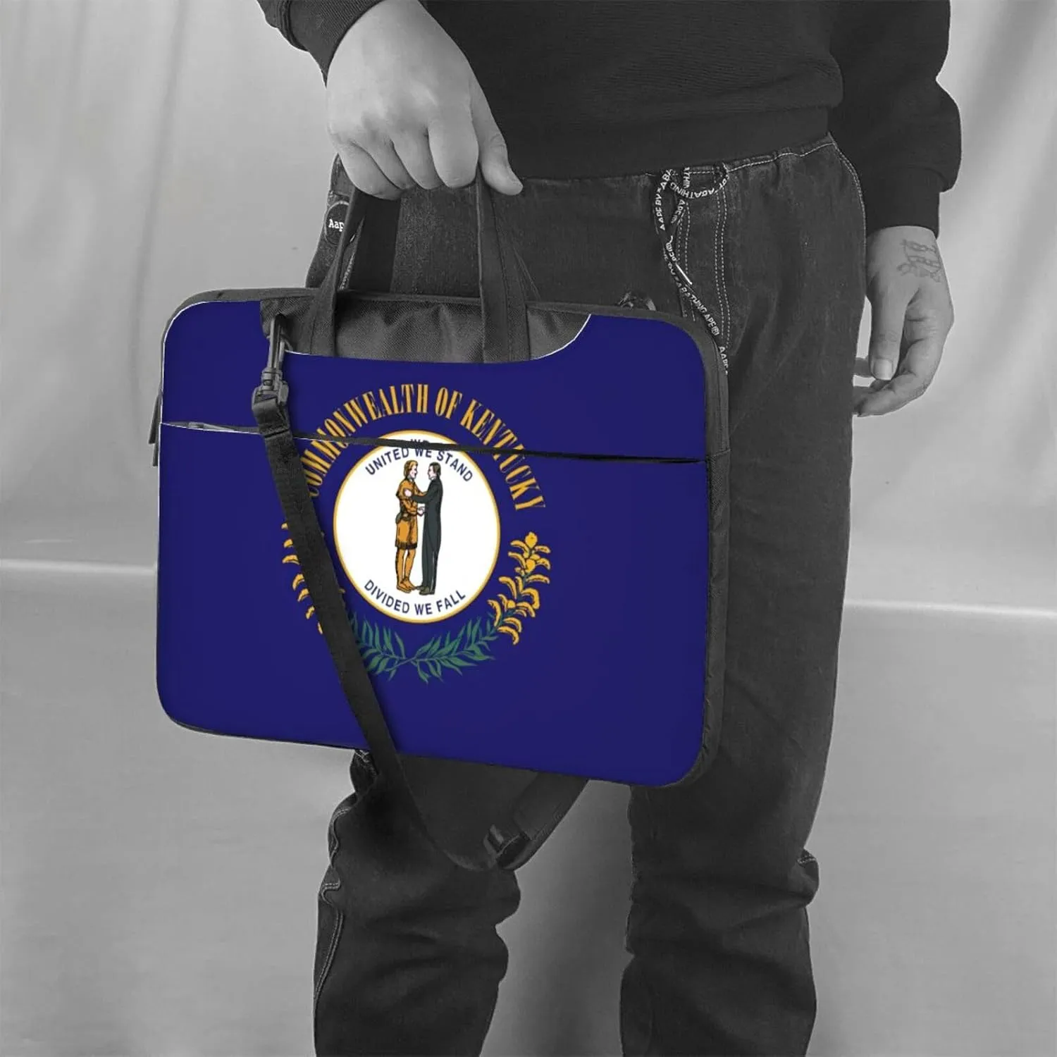 Kentucky State Flag Print Laptop Adjustable Shoulder Strap With Handle Accessory Pocket For Men Women