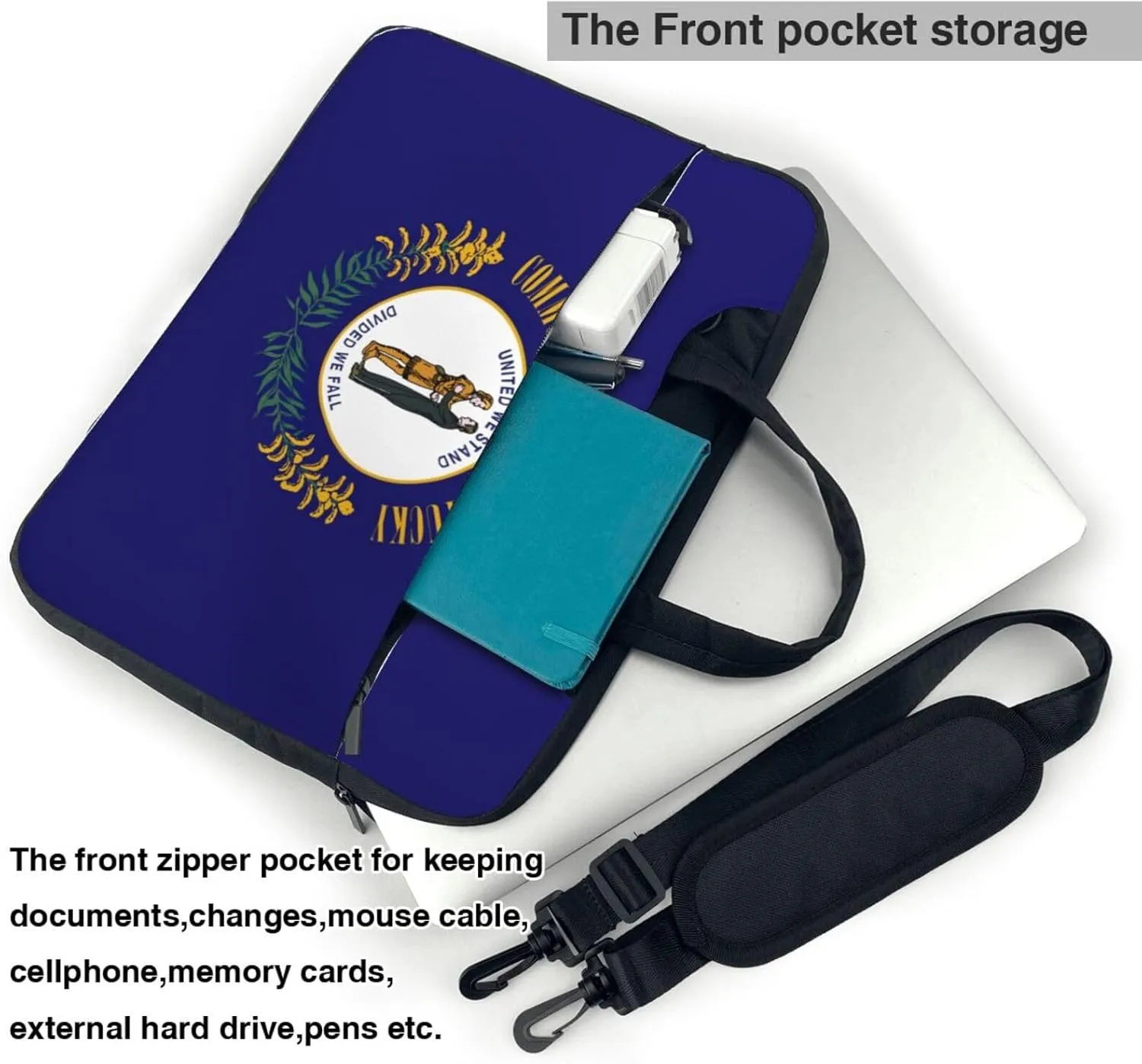 Kentucky State Flag Print Laptop Adjustable Shoulder Strap With Handle Accessory Pocket For Men Women