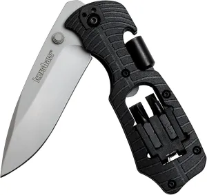 Kershaw Select Fire Multi-Function Pocket Knife, 4-piece Bit Set and Driver, 3.4" 8Cr13MoV Steel Blade, Manual Washer Folding EDC