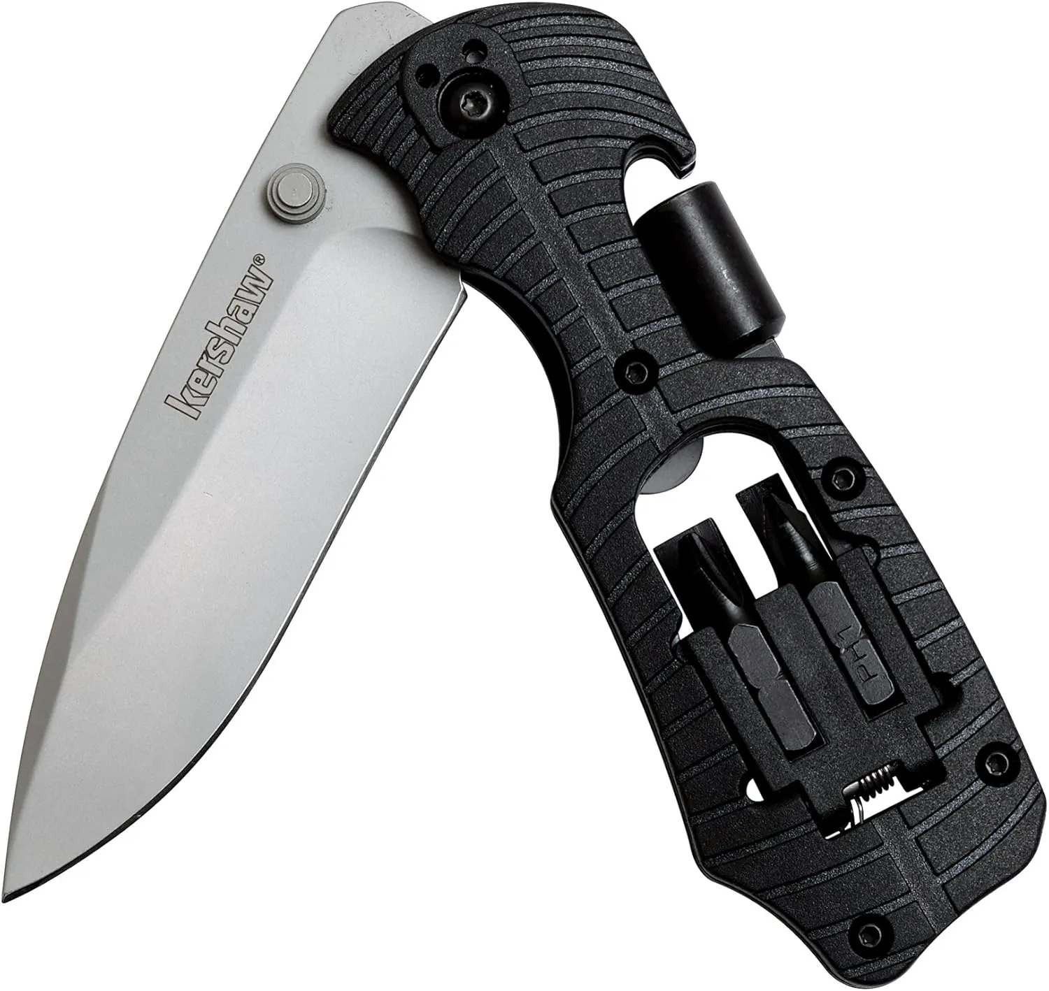 Kershaw Select Fire Multi-Function Pocket Knife, 4-piece Bit Set and Driver, 3.4" 8Cr13MoV Steel Blade, Manual Washer Folding EDC