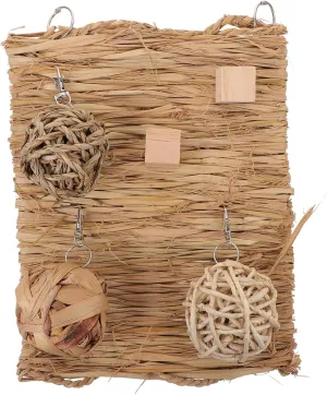 KESYOO 1 Set Rabbit Straw Mat Bed for Small Animals Chew for Bunnies Hamsters and Guinea Pigs Molar Care Comfortable Nest Liner for Foraging and Playing
