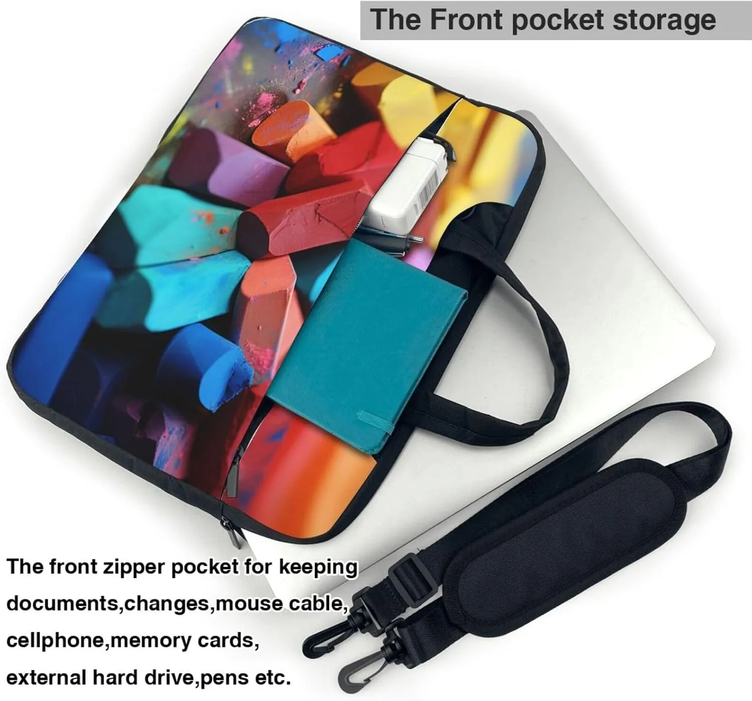 KHiry Laptop Shoulder Bag Laptop Bag Computer Bag Colored chalk Messenger Bag for Unisex
