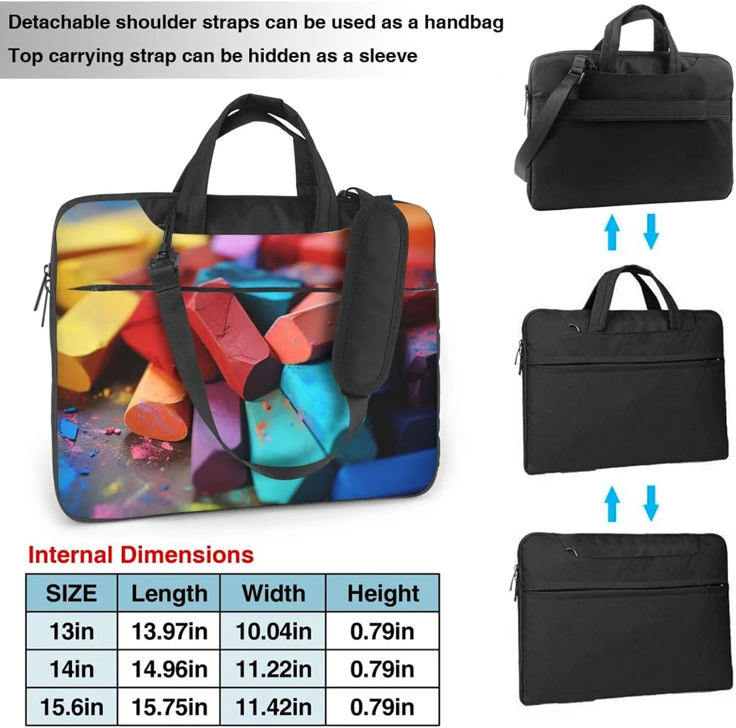 KHiry Laptop Shoulder Bag Laptop Bag Computer Bag Colored chalk Messenger Bag for Unisex
