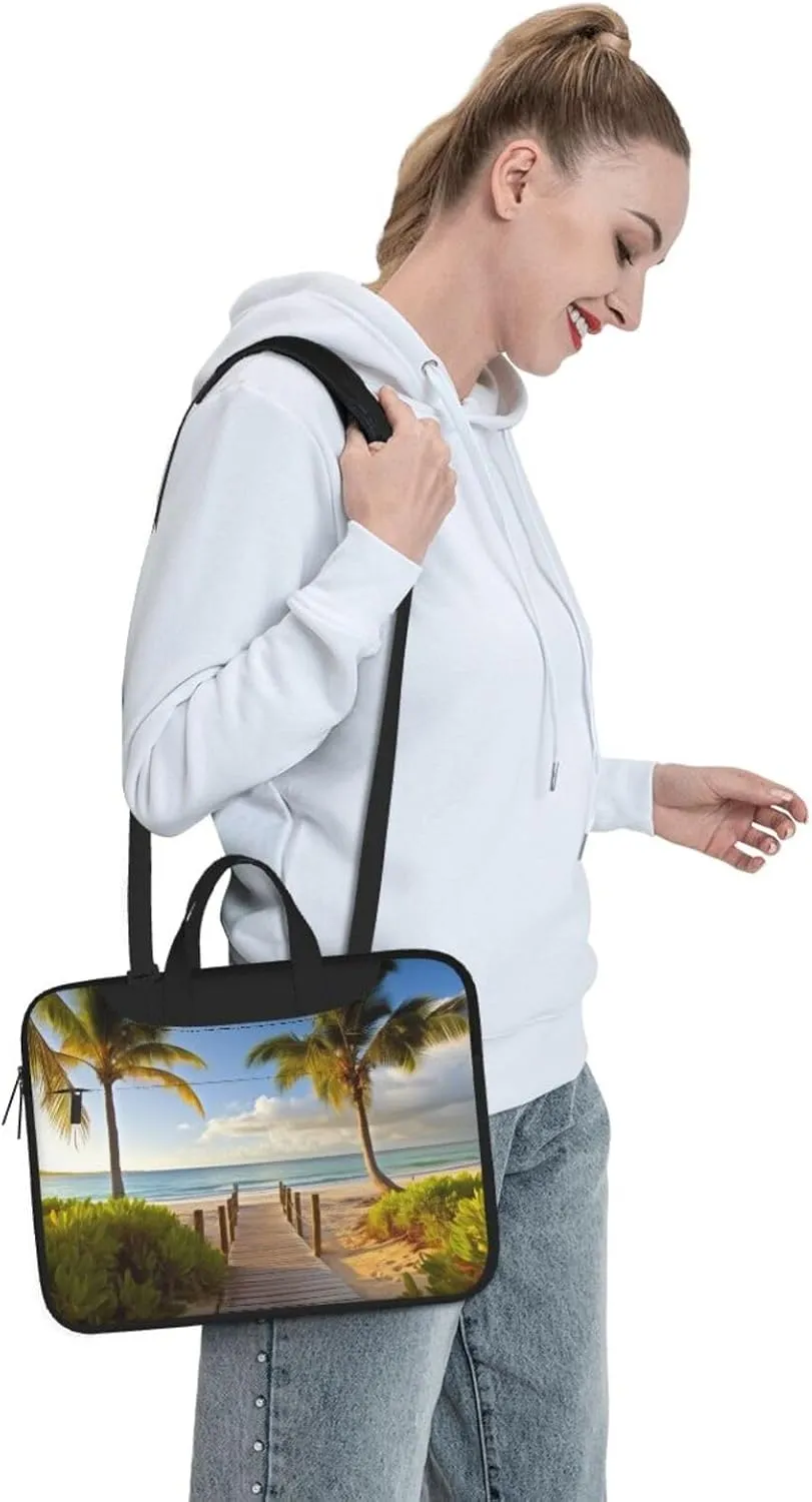 KHiry Laptop Shoulder Bag Laptop Bag Computer Bag Palm Trees Beach Messenger Bag for Unisex