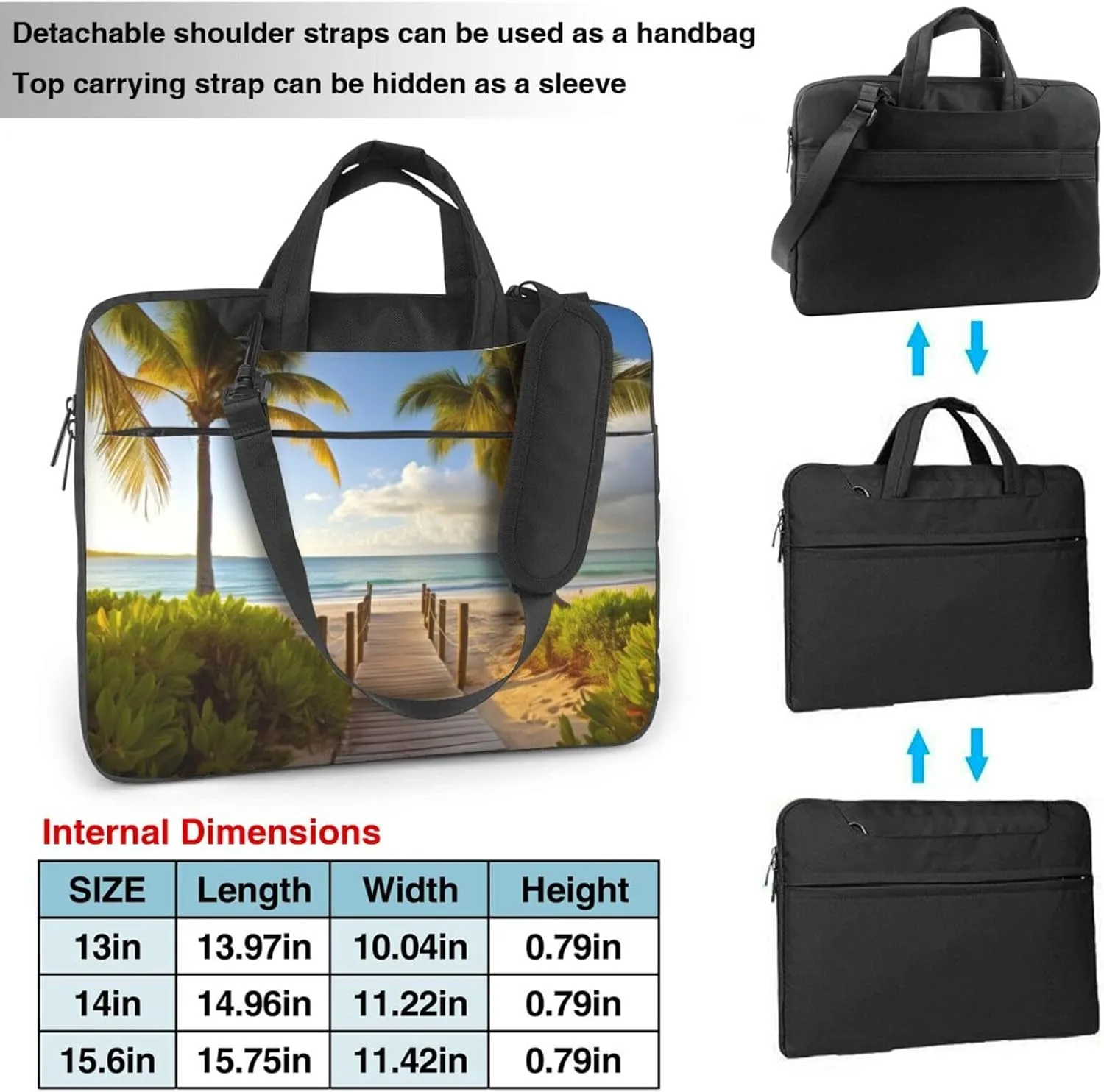 KHiry Laptop Shoulder Bag Laptop Bag Computer Bag Palm Trees Beach Messenger Bag for Unisex