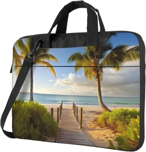 KHiry Laptop Shoulder Bag Laptop Bag Computer Bag Palm Trees Beach Messenger Bag for Unisex