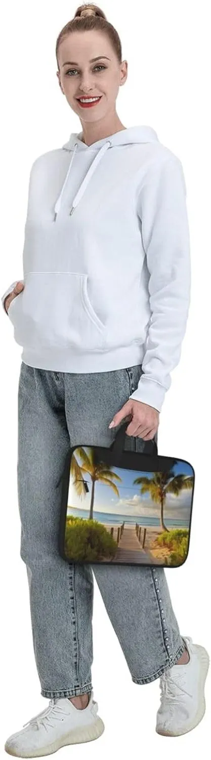 KHiry Laptop Shoulder Bag Laptop Bag Computer Bag Palm Trees Beach Messenger Bag for Unisex