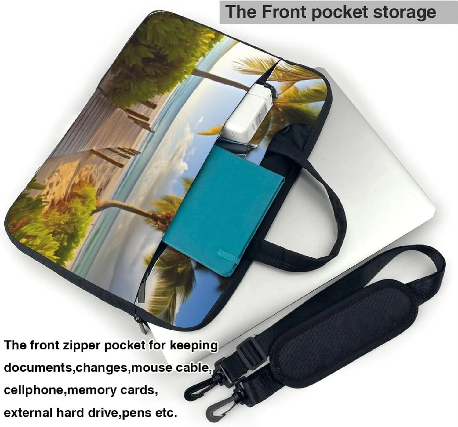 KHiry Laptop Shoulder Bag Laptop Bag Computer Bag Palm Trees Beach Messenger Bag for Unisex