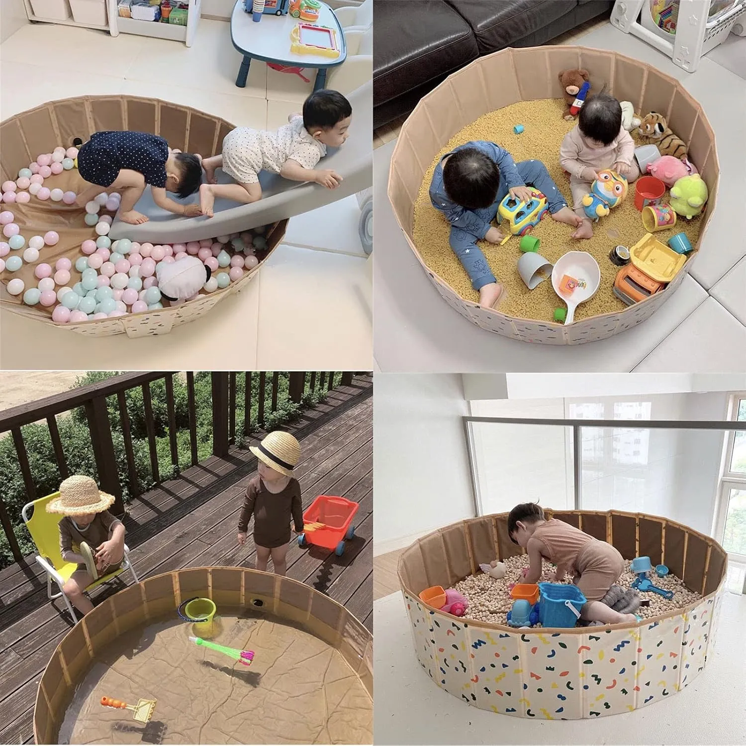 Kids Sand and Water Table - Foldable Ball Pit for Toddlers Game Room Portable Sandbox Pet Bathing Sensory Toy Play Activity Center Foldable Kiddie Pools 47x12 Inches