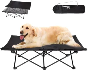 KingCamp Elevated Dog Bed for Large Dogs, Raised Outdoor Indoor Portable Cooling Cot Lifted Pet Hammock off Ground with Washable Breathable Mesh & Frame with Non Slip Foot for Camping Backyard, Black