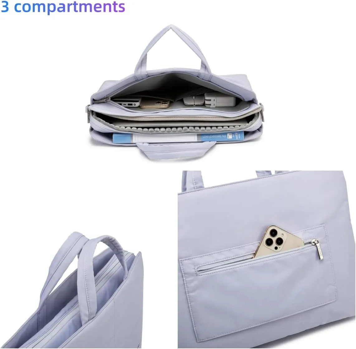 Kinmac 360° Protective Full Cushioned Muti-Compartments Laptop Shoulder Case Bag Briefcase For MacBook Pro 16 inch,MacBook Air 15 inch and 15 inch-15.6 inch HP,Lenovo,Dell,ASUS,Acer Laptop (Purple)