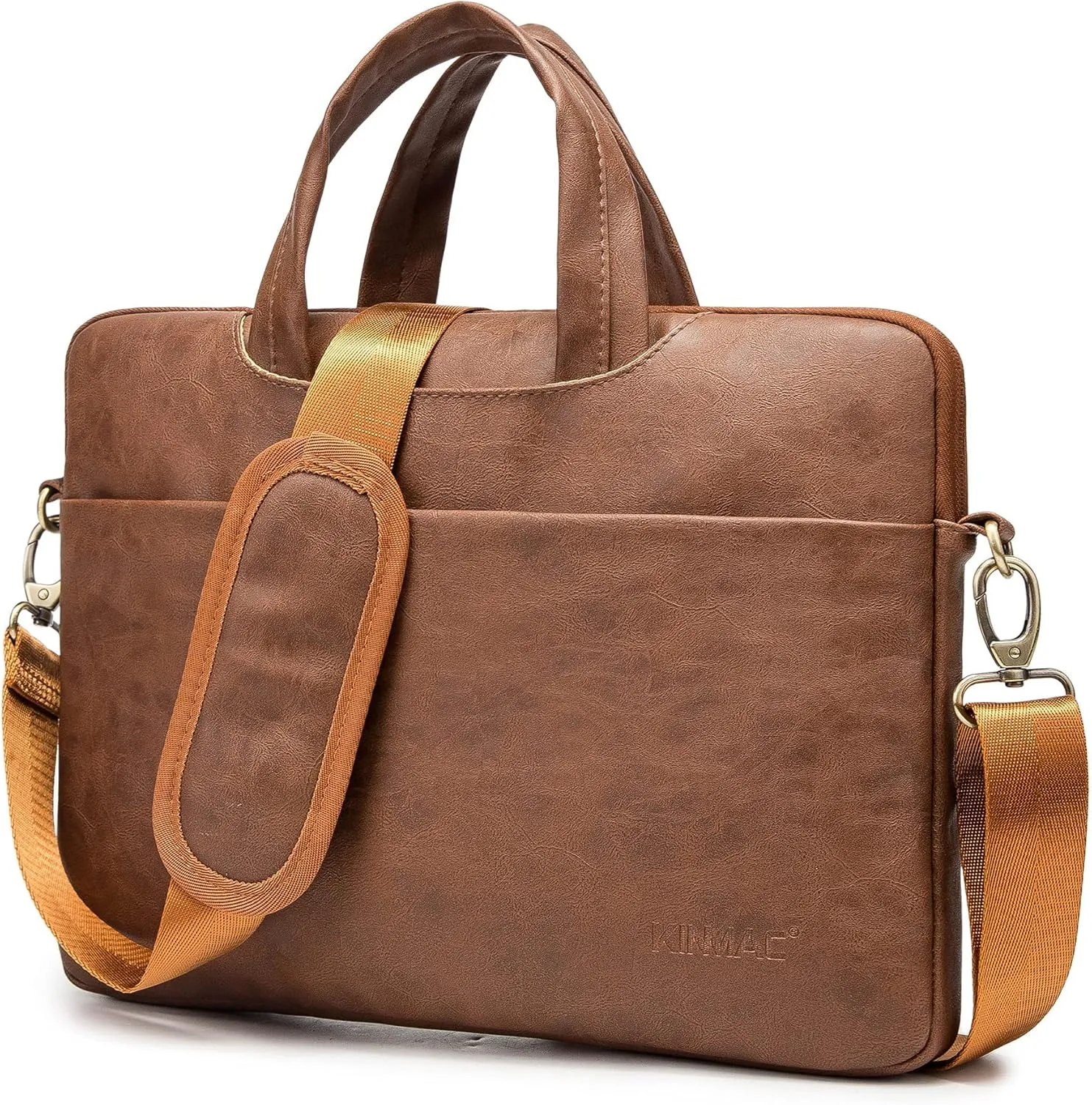Kinmac 360° Protective Waterproof PU Leather Laptop Shoulder Messenger Sleeve Briefcase case Bag (13 inch-14 inch, Coffee PU)